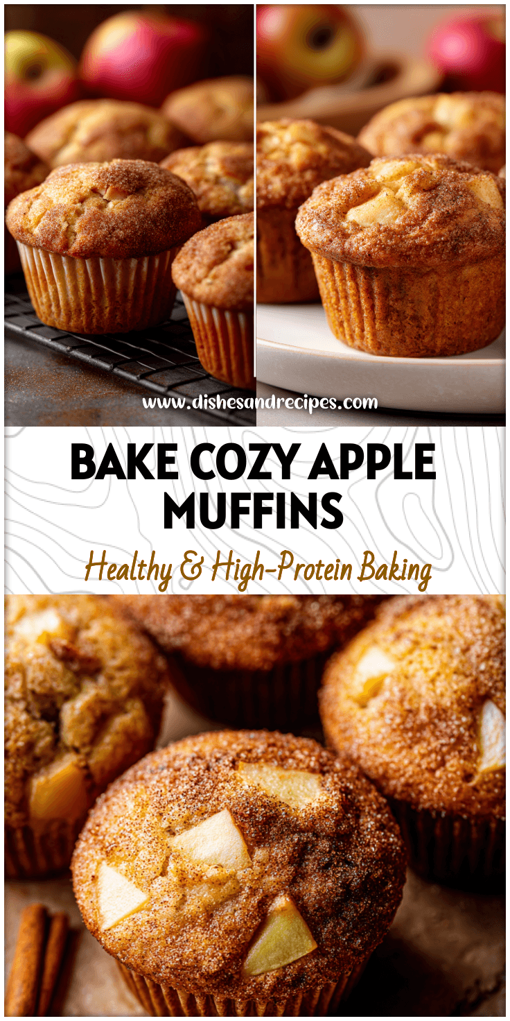 Golden Bakery Style Apple Cinnamon Muffins filled with apple chunks and sprinkled with cinnamon sugar.